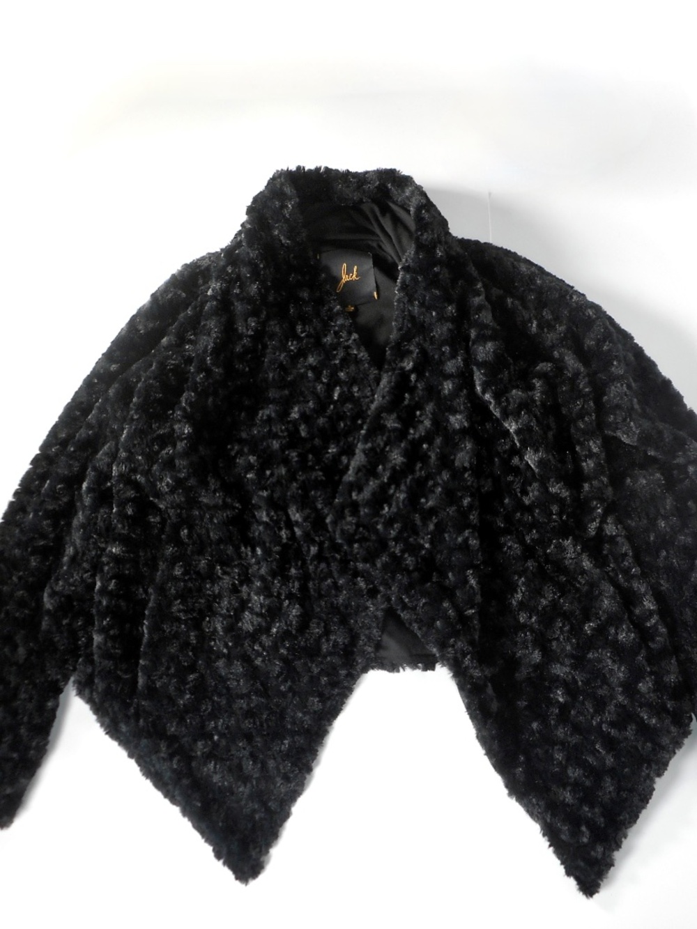 Jack by BB Dakota Black Soft Faux Fur Sz S Open Waterfall Jacket Shrug Wrap